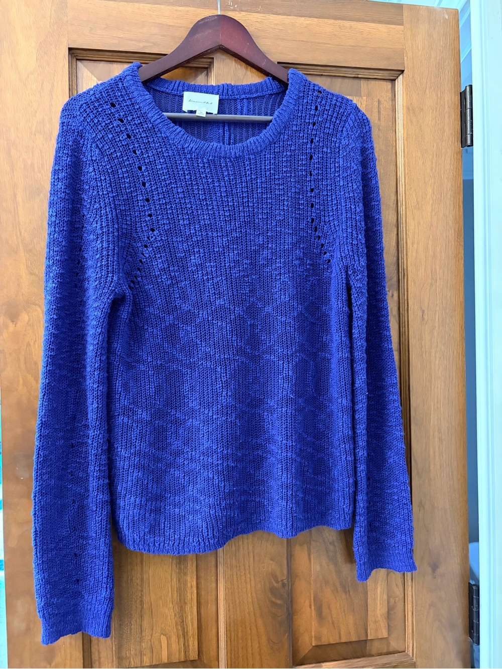 Electric Blue Crewneck Knit Sweater - Women